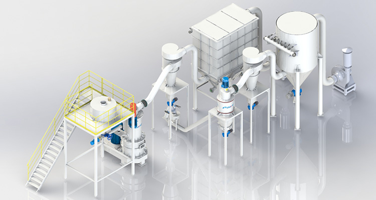 超細(xì)機(jī)械粉碎機(jī)+氣流分級(jí)機(jī)系統(tǒng)流程圖2